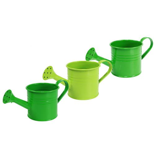 Floristik24 Blechgießkannen grün sort. Ø7,5cm H6,5cm 8St