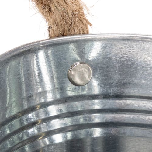 Blechschale mit Seilgriffen aus Metall, Oval, Silber, ca. 22 x 13 x 10 cm | Floristik24.at