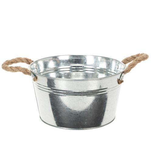Metallschale mit Seilgriffen Ø22cm Silber für Dekoration und Bepflanzung bestellen | Floristik24.at