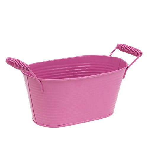 Floristik24 Blechschale oval Rosa 19,5cm x 11cm x 9cm