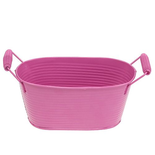Floristik24 Blechschale oval Rosa 19,5cm x 11cm x 9cm