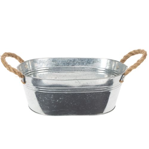 Blechschale oval aus Metall 30x17x10cm Silber mit Flachsgriffen bestellen | Floristik24.at