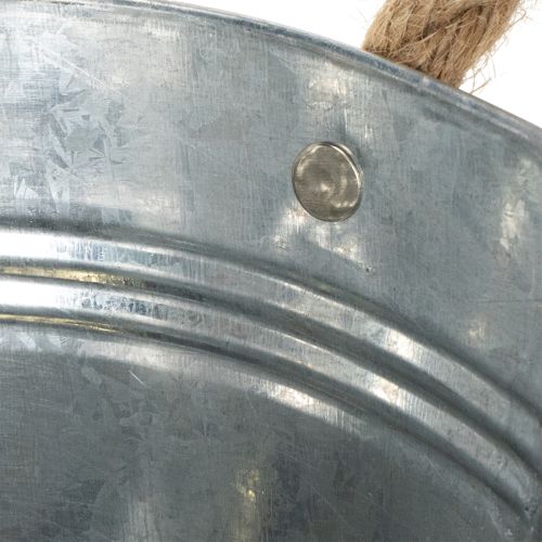 Blechschale oval aus Metall 30x17x10cm Silber mit Flachsgriffen | Floristik24.at