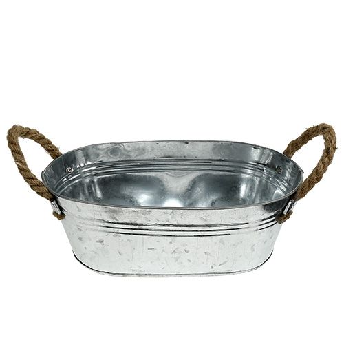 Floristik24 Blechschale oval Silber 30cm x 17cm x 10cm