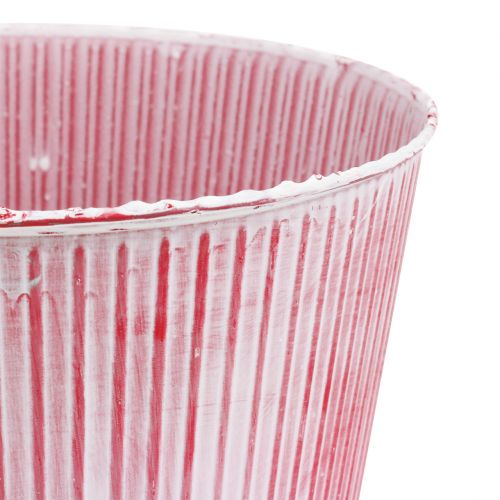 Floristik24 Blechtopf gestreift Rot Ø22cm H21cm