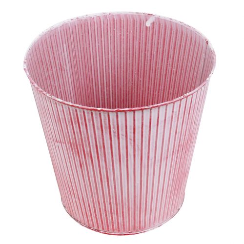 Floristik24 Blechtopf gestreift Rot Ø22cm H21cm