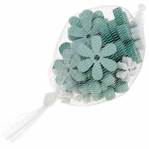 Floristik24 Streudeko Blüte Grün, Mint, Weiß Holz Blumen zum Streuen 29 St
