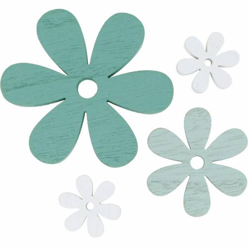 Floristik24 Streudeko Blüte Grün, Mint, Weiß Holz Blumen zum Streuen 29 St