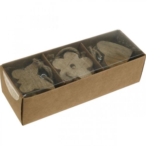 Floristik24 Holzanhänger, Blume Schmetterling Herz, Frühlingsdeko Natur H5,5/4cm 12St