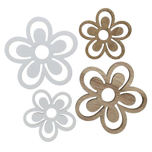 Floristik24 Holzblume Weiß/Natur 3cm - 4,5cm 48 St