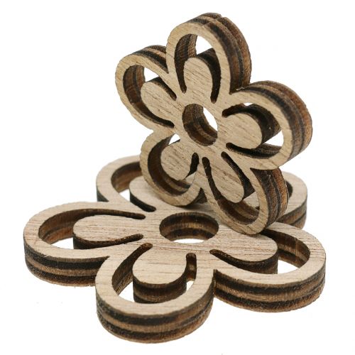 Floristik24 Holzblume Weiß/Natur 3cm - 4,5cm 48 St