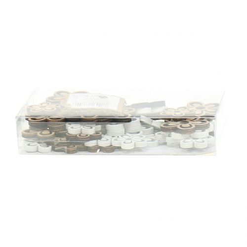 Floristik24 Holzblume Weiß/Natur 3cm - 4,5cm 48 St