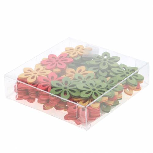 Floristik24 Streudeko Blume Holz Orange, Gelb, Grün 4cm 72 St