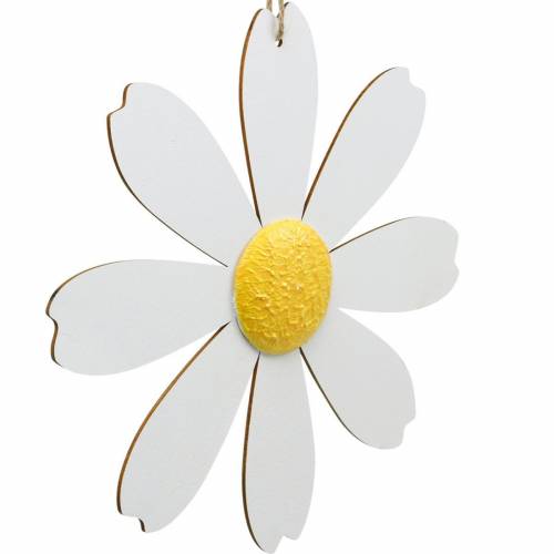 Floristik24 Holzblüten, Sommerdeko, Margeriten Gelb und Weiß, Deko-Blumen zum Hängen 4St