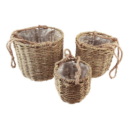 Floristik24 Blumenampel Übertopf Seegras Korb Ø15/20/25cm 3er-Set