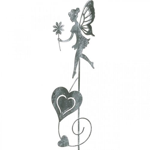 Floristik24 Gartendeko, Dekostecker Blumenelfe, Frühlingsdeko, Metallstecker, Fee mit Herzen, Valentinstag 2St