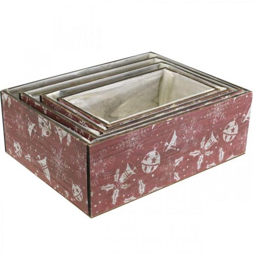 Artikel Blumenkasten Weihnachten Pflanzkasten Holz Rot 4er-Set