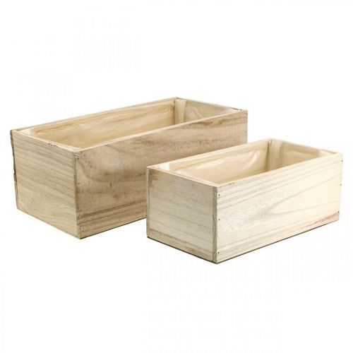 Floristik24 Blumenkasten Holz Pflanzkasten Natur L30/40cm 2er-Set