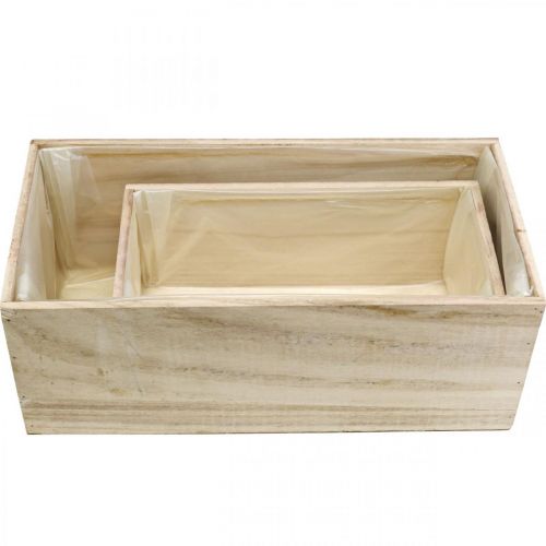 Floristik24 Blumenkasten Holz Pflanzkasten Natur L30/40cm 2er-Set