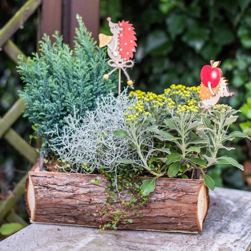 Artikel Blumenkasten, Holzkiste mit Rinde, Pflanztopf mit Griffen 38cm