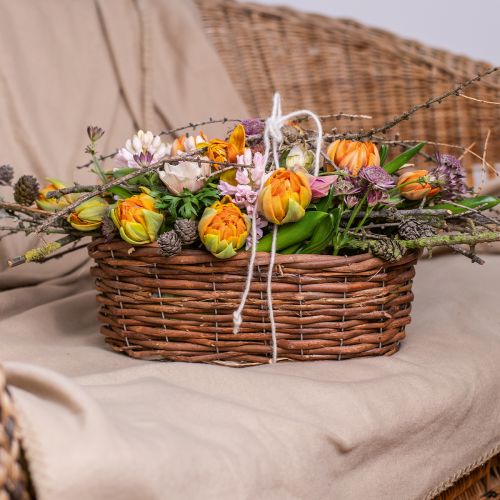 Floristik24 Blumenkorb, Korb zum Bepflanzen, Blumendeko Natur L31cm H11,5cm