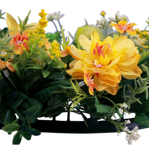 Floristik24 Türkranz Wanddeko Blumen Dahlien Banksia Gelb Ø35cm