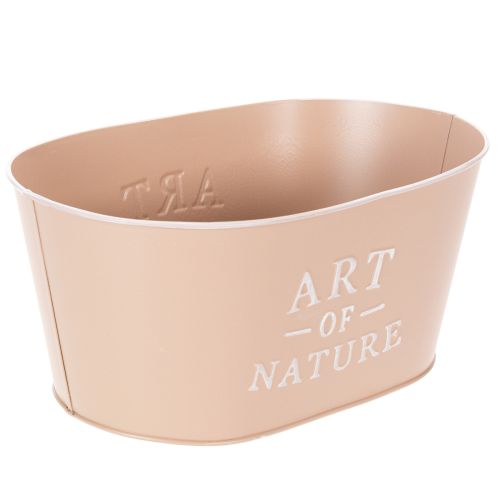 Blumenschale Metall Oval 27x18x12,5cm Altrosa mit Schriftzug | Floristik24.at