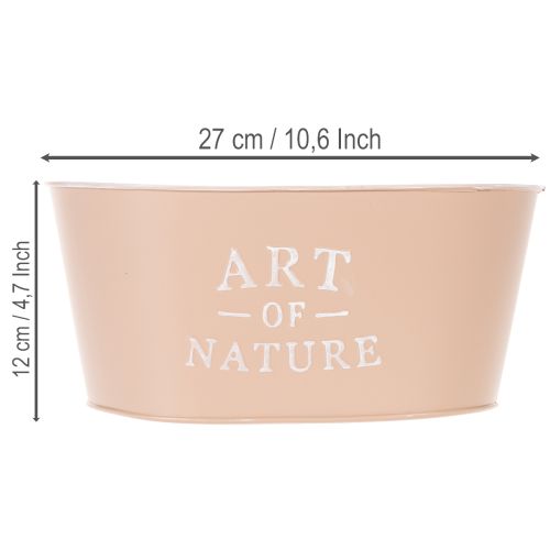 Blumenschale Metall Oval 27x18x12,5cm Altrosa mit Schriftzug | Floristik24.at