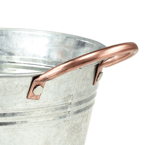 Floristik24 Blumenschale rund mit Griffen Metall Schale Ø24cm H10cm