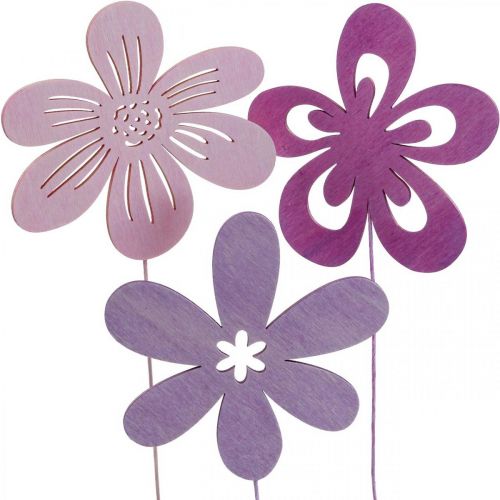 Floristik24 Gartenstecker Blume Blumenstecker Violett/Lila/Rosa Ø9,5cm 15St