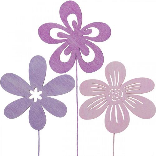 Floristik24 Gartenstecker Blume Blumenstecker Violett/Lila/Rosa Ø9,5cm 15St