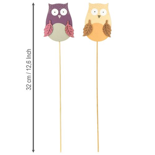 Artikel Blumenstecker Deko Eule Holz Lila, Braun 8cm 12St