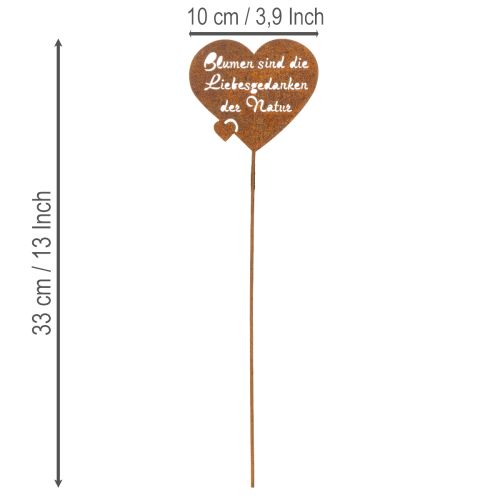 Blumenstecker Herz mit Spruch 10 cm Edelrost Metall Gartendekoration 6 Stück | Floristik24.at