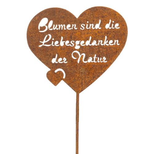 Blumenstecker Herz mit Spruch 10 cm Edelrost Metall Gartendekoration 6 Stück | Floristik24.at