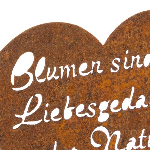 Blumenstecker Herz mit Spruch 10 cm Edelrost Metall Gartendekoration 6 Stück | Floristik24.at