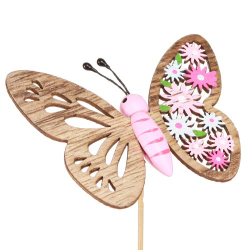 Floristik24 Blumenstecker Holz Schmetterling 4 Farben 8x6cm 16 St