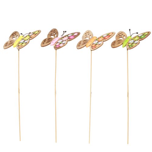Floristik24 Blumenstecker Holz Schmetterling 4 Farben 8x6cm 16 St