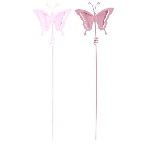 Artikel Blumenstecker Schmetterling Metall Rosa Pink L24cm 12 St