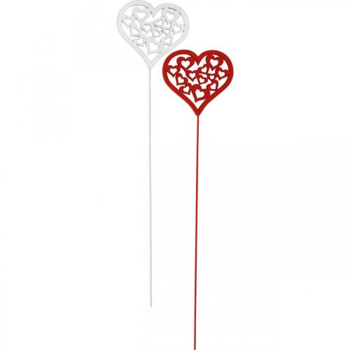 Artikel Blumenstecker Herz Rot, Weiß Dekostecker Valentinstag 7cm 12St