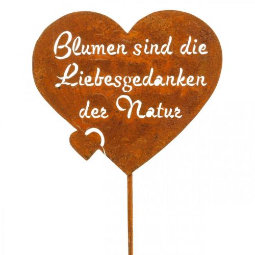 Floristik24 Blumenstecker Herz mit Spruch Rost Metall Gartendeko 10cm 6 St