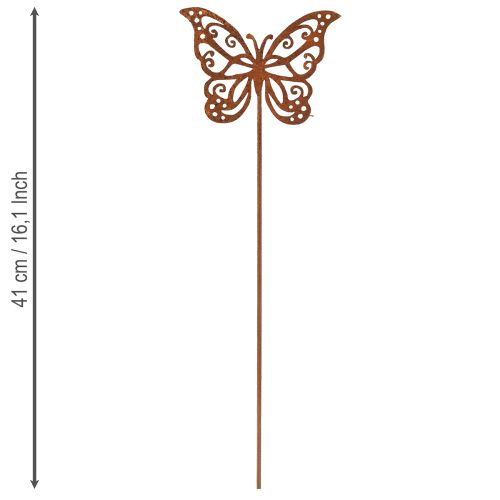 Blumenstecker Metall Schmetterling Rostoptik 10×7cm 3er Set | Floristik24.at