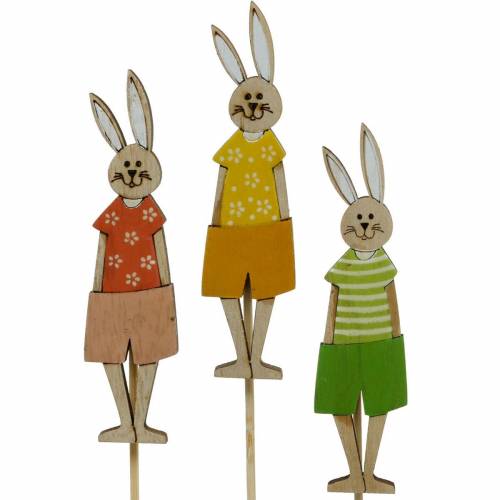 Blumenstecker Osterhase am Stab Holz Hase Deko-Stecker Osterdeko 9St