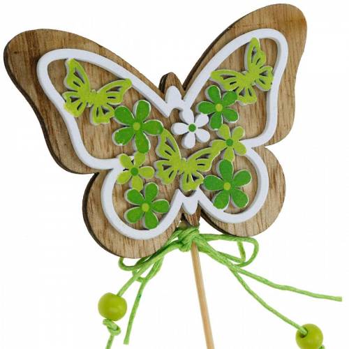 Floristik24 Blumenstecker Schmetterling Holz Frühlingsdeko am Stab 12St