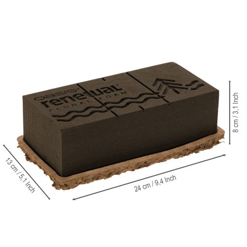Artikel Blumensteckschaum OASIS® Renewal® Biolit® 1/1 Ziegel, braun, 24 × 13 × 8 cm, 2 Stück
