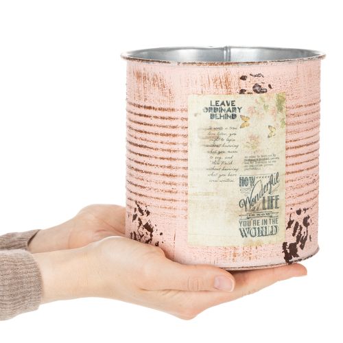 Blumentopf Metall Deko-Dose Ø15,5cm H15cm Lachs Rostoptik | Floristik24.at