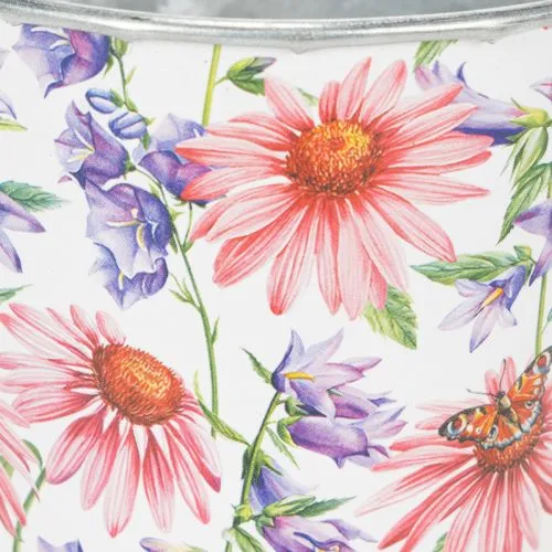 Blumentopf aus Metall mit Frühlingsmotiv Ø12cm H10,5cm für Innen und Außen | Floristik24.at