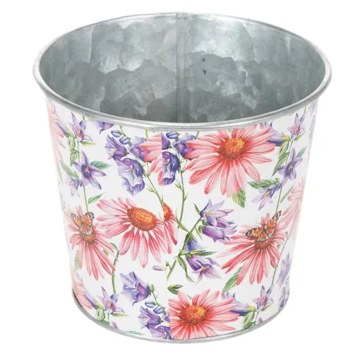 Blumentopf aus Metall mit Frühlingsmotiv Ø12cm H10,5cm für Innen und Außen | Floristik24.at