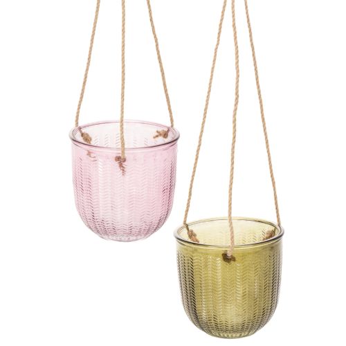 Hängedeko Blumentopf aus Glas, Lila und Grün, Ø14cm, 2 Stück bestellen | Floristik24.at