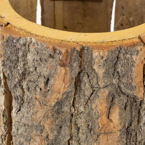 Artikel Blumentopf Holzoptik mit Metallmaus und Plastikeinsatz