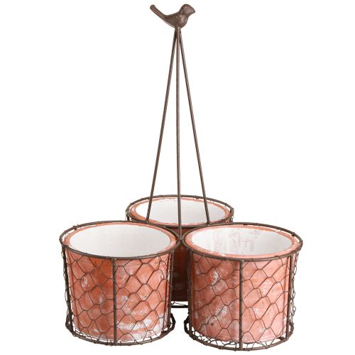 Floristik24 Blumentopf Keramik Gitterkorb Metall Braun Ø30cm H11,5cm